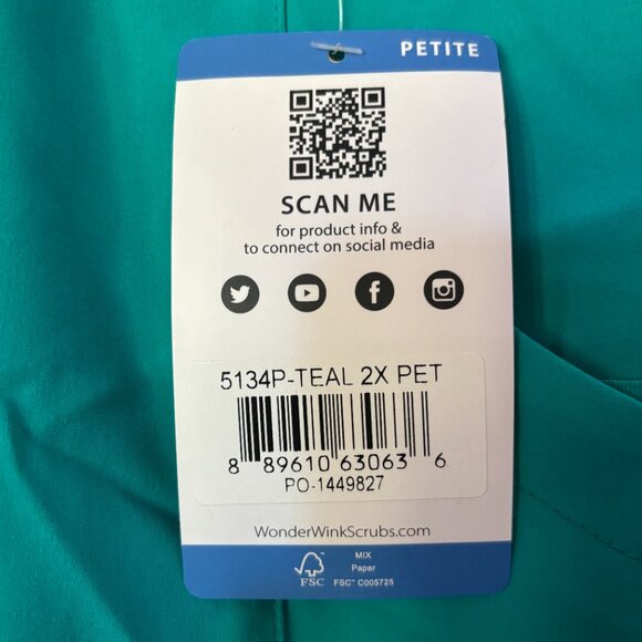 New WonderWink 5134 2X Petite Scrub Pants True-Plus Fit High Rise Cargo - Picture 3 of 5